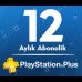 Playstation Plus PSN Network TR 12 Ay